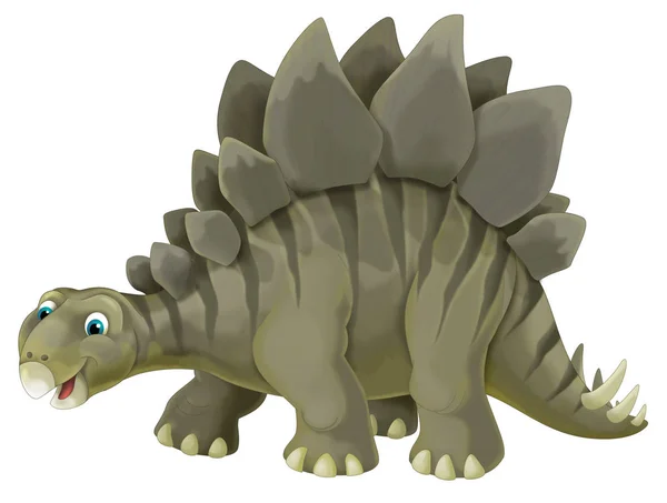 Cartoon Szene Mit Fröhlichem Und Lustigem Dinosaurier Stegosaurus Auf Weißem — Stockfoto