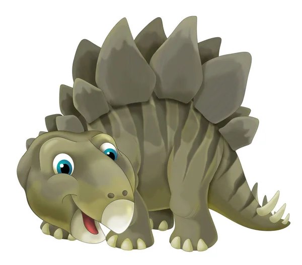 Kreslený Scény Šťastný Zábavný Dinosaurus Stegosaurus Bílém Pozadí Ilustrace Pro — Stock fotografie
