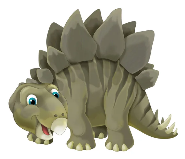 Cartoon Scene Happy Funny Dinosaur Stegosaurus White Background Illustration Children — Stock Photo, Image