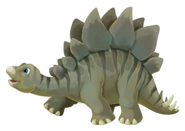 çizgi film sahne çocuklar için mutlu ve komik dinozor stegosaurus - beyaz arka plan üzerinde-çizim ile