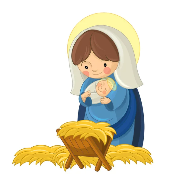 Religiösa Illustration Heliga Familjen Traditionella Scen Illustration För Barn — Stockfoto