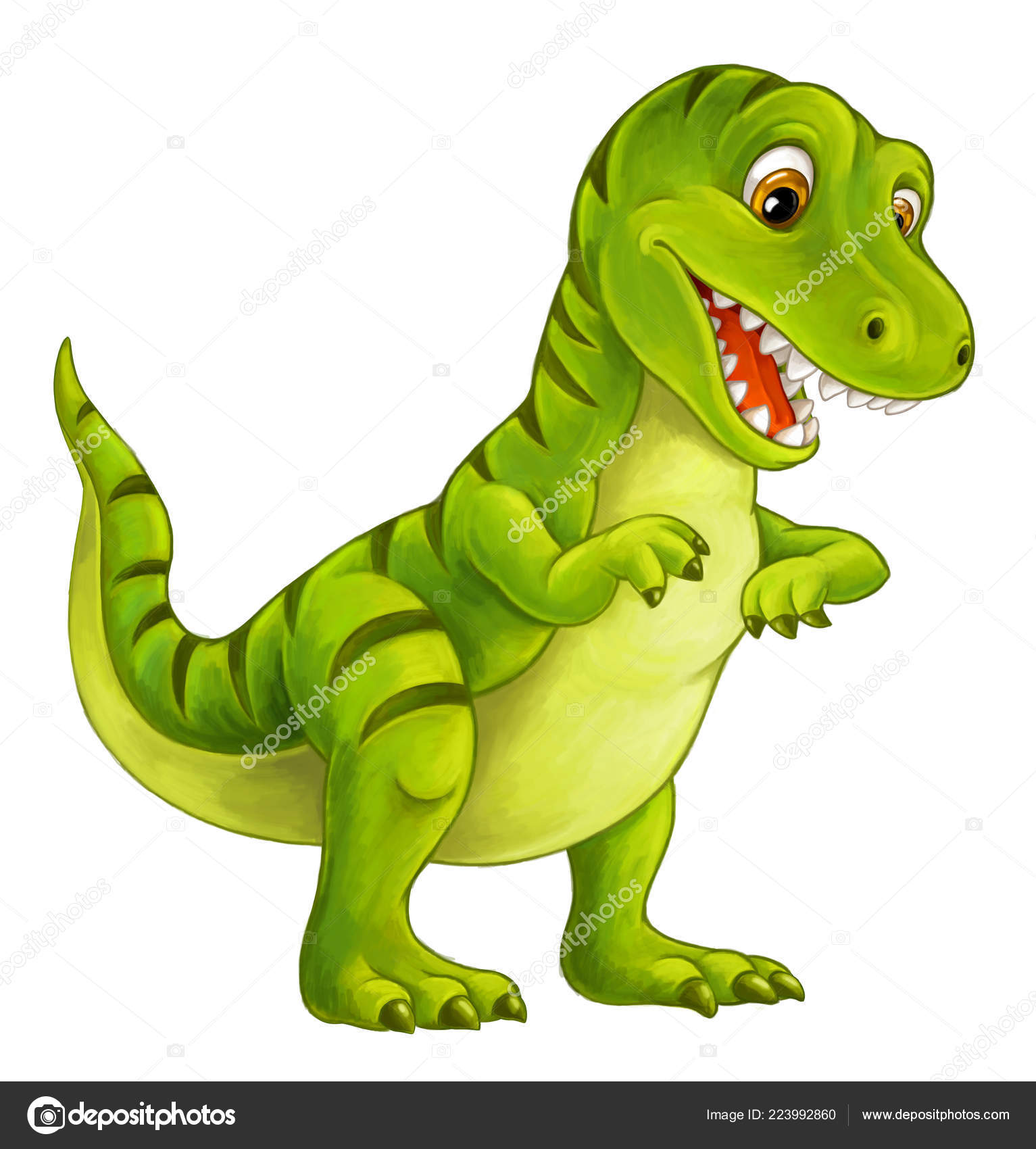Cartoon Happy Funny Dinosaur Tyrannosaurus Illustration Children Stock  Photo by ©agaes8080 223992860