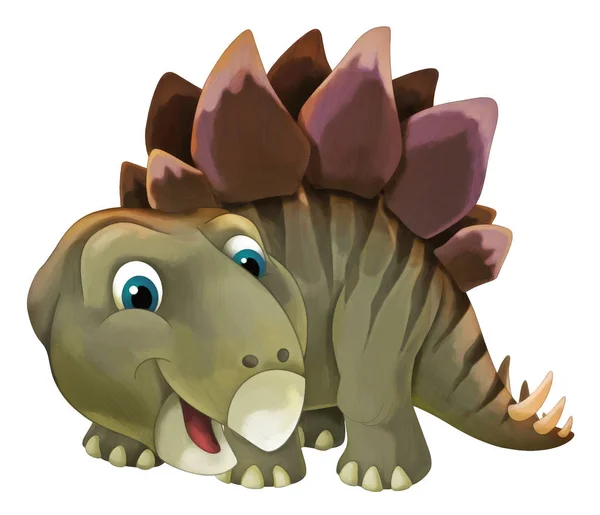 Scène Dessin Animé Avec Stegosaurus Dinosaure Heureux Drôle Sur Fond — Photo