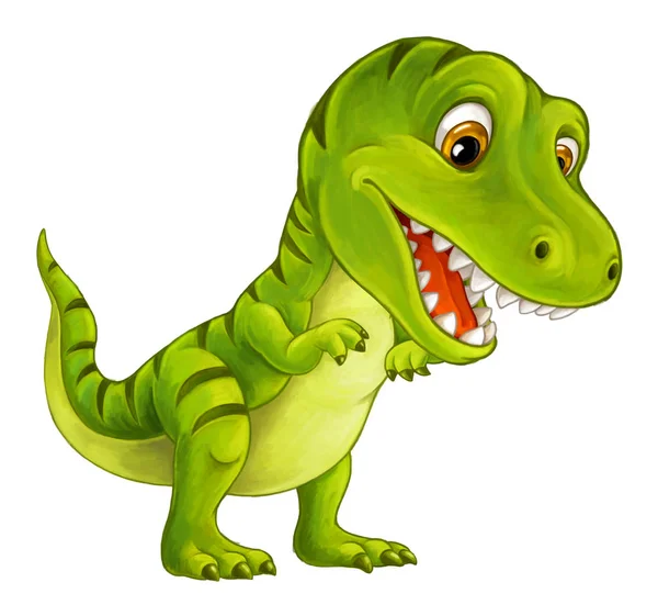 Cartoon Glad Och Rolig Dinosaurie Tyrannosaurus Illustration För Barn — Stockfoto