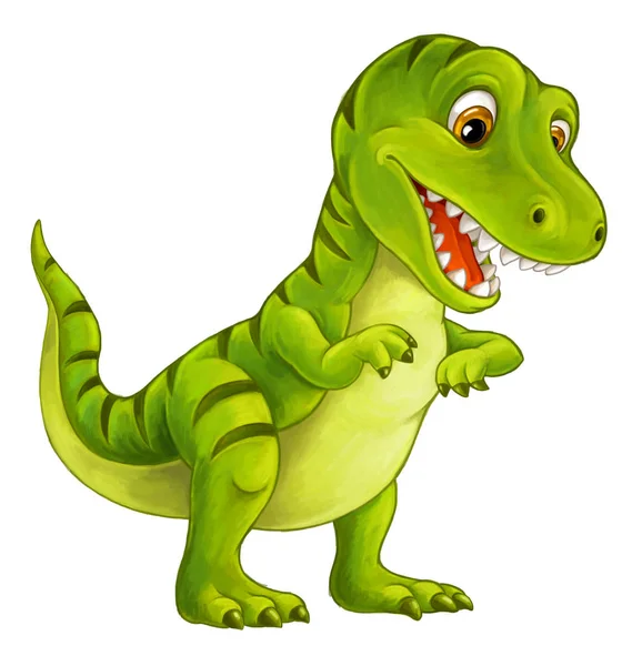 Cartoon Glad Och Rolig Dinosaurie Tyrannosaurus Illustration För Barn — Stockfoto