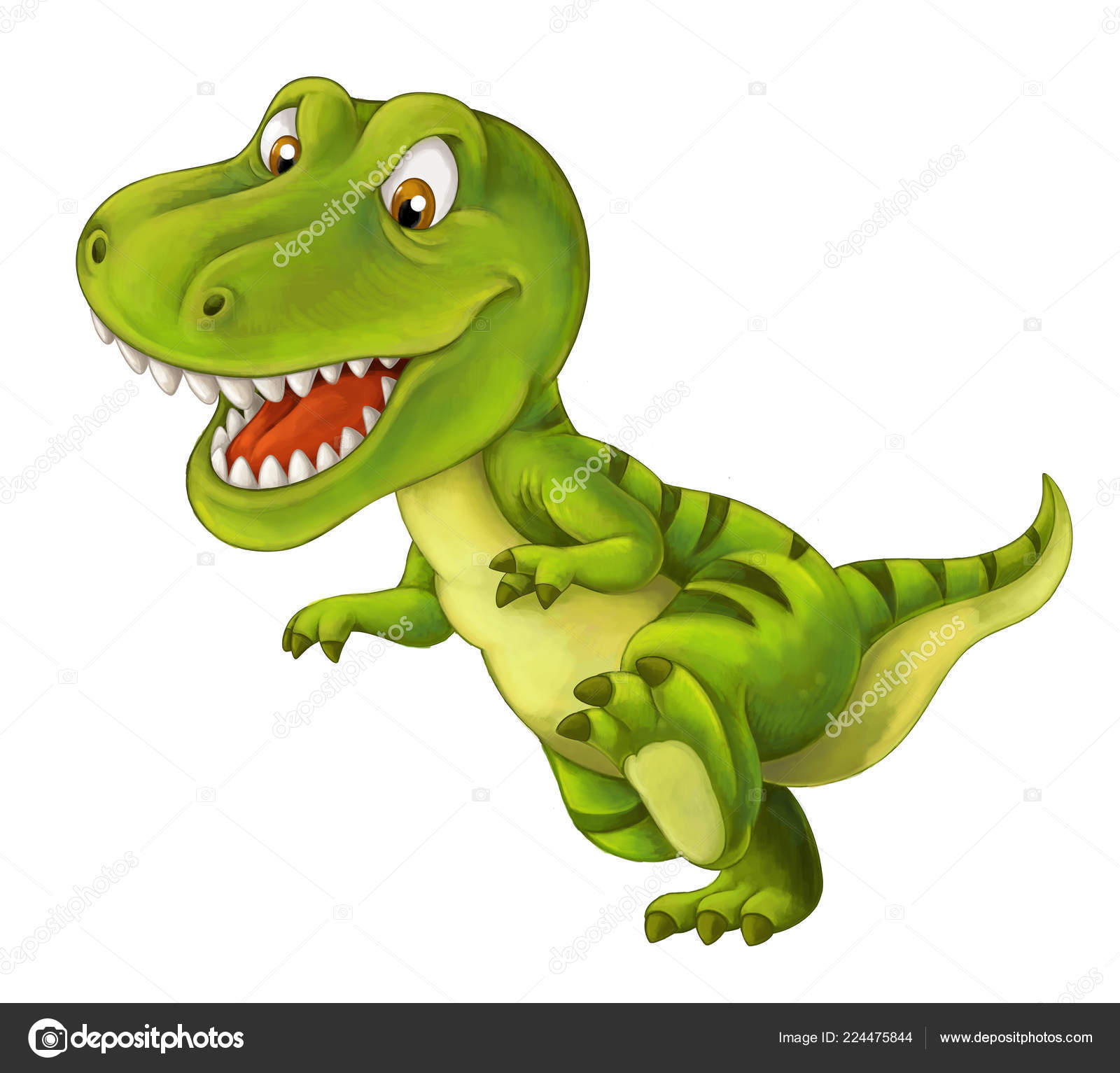 Desenho animado feliz e engraçado dinossauro - tiranossauro - fotomural •  fotomurais jovem, animais selvagens, selvagem