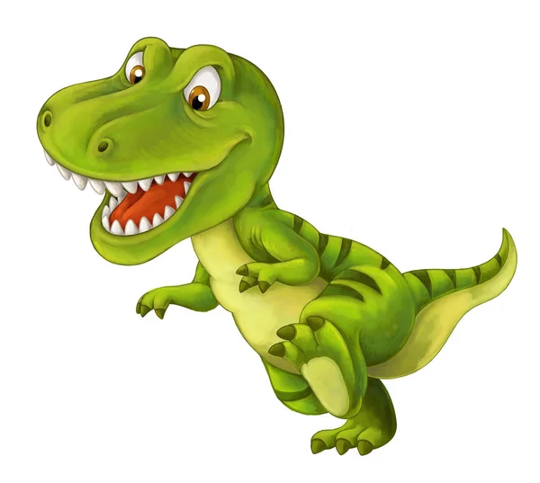 Cartoon Happy Funny Dinosaur Tyrannosaurus Rex Running Smiling Illustration Children — Stock Photo, Image