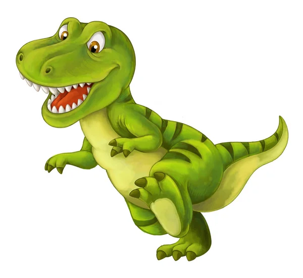 Rajzfilm Boldog Vicces Dinoszaurusz Tyrannosaurus Rex Fut Mosolyogva Illusztrációja Gyermekeknek — Stock Fotó