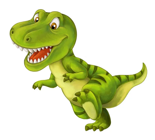 Dibujos Animados Dinosaurio Feliz Divertido Tiranosaurio Rex Está Corriendo Sonriendo — Foto de Stock