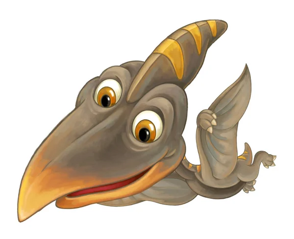 Escena Dibujos Animados Con Dinosaurio Volador Pterodáctilo Sobre Fondo Blanco —  Fotos de Stock