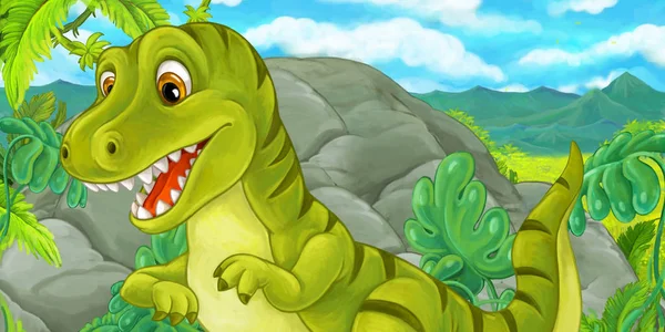 Cartoon Happy Funny Dinosaur Tyrannosaurus Illustration Children — Stock Photo, Image