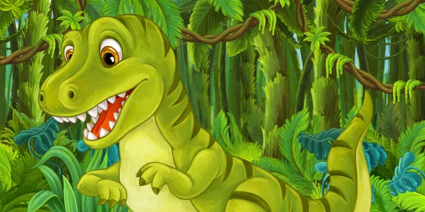 Мультфильм Счастливый Смешной Динозавр Тираннозавр Иллюстрации Детей — стоковое фото