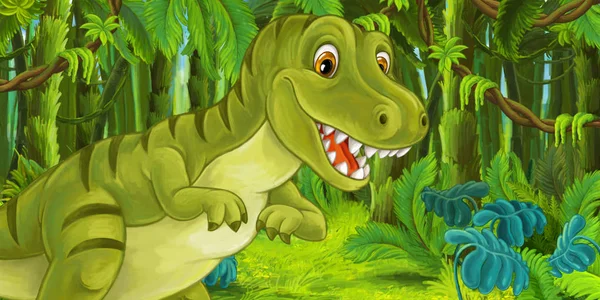 Cartoon Happy Funny Dinosaur Tyrannosaurus Illustration Children — Stock Photo, Image