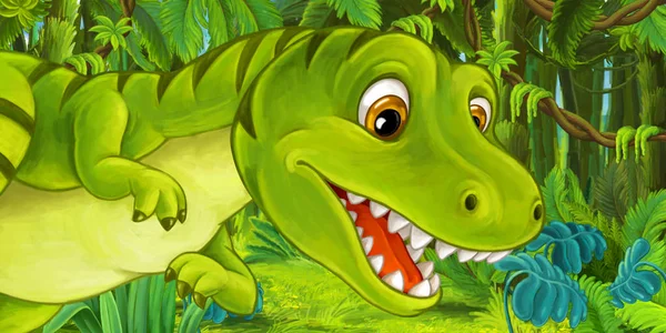 漫画幸せと面白い恐竜 ティラノサウルスの子供イラスト — ストック写真