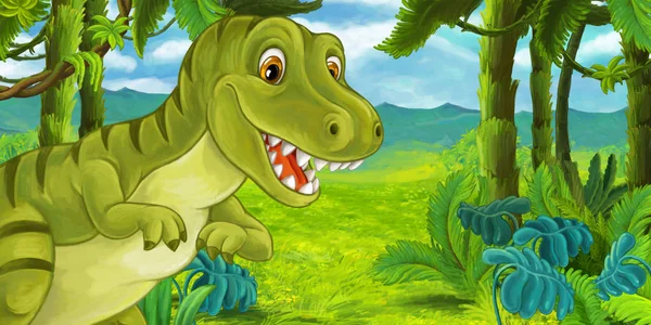 Cartoon Happy Funny Dinosaur Tyrannosaurus Illustration Children — Stock Photo, Image