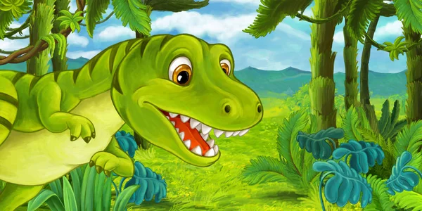 Cartoon Happy Funny Dinosaur Tyrannosaurus Illustration Children — Stock Photo, Image