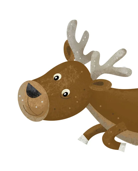Cartoon Scene Funny Deer White Background Illustration Children — Stock Photo, Image