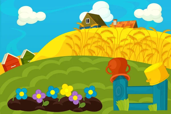 Γελοιογραφία Farm Σκηνή Για Διαφορετική Χρήση Εικονογράφησης Για Παιδιά — Φωτογραφία Αρχείου