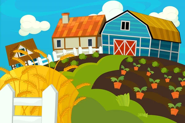 Kreskówka Sceny Farm Dla Różnych Zastosowań Ilustracja Dla Dzieci — Zdjęcie stockowe