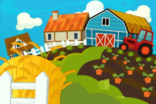 Kreskówka Sceny Farm Dla Różnych Zastosowań Ilustracja Dla Dzieci — Zdjęcie stockowe