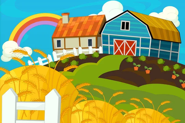 Kreskówka Sceny Farm Dla Różnych Zastosowań Ilustracja Dla Dzieci — Zdjęcie stockowe