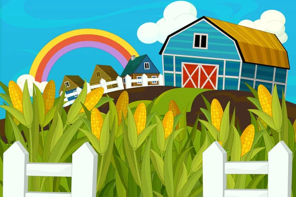 Rajzfilm Farm Jelenetet Részére Különböző Használat Illusztrációja Gyermekeknek — Stock Fotó