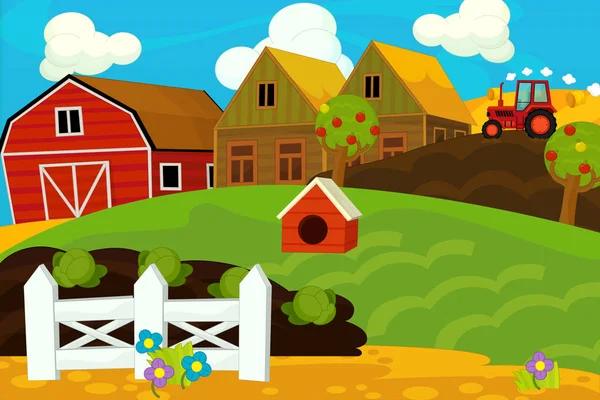 Kreskówka Sceny Farm Dla Różnych Zastosowań Ilustracja Dla Dzieci — Zdjęcie stockowe