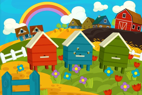 动画片农场场面 为不同的用途 例证为孩子 — 图库照片