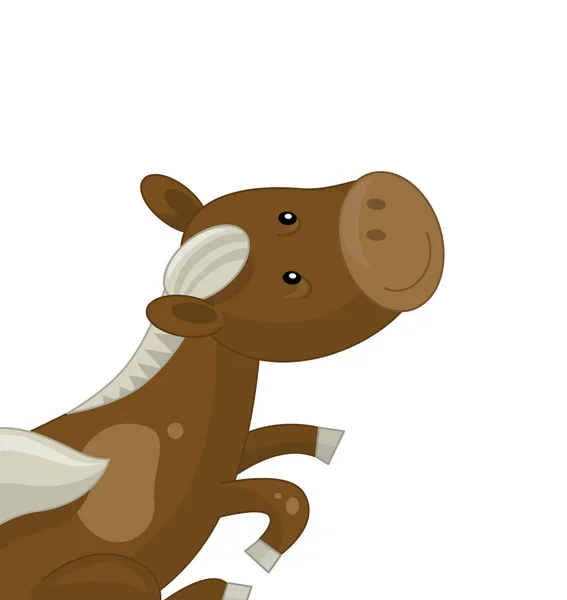 Cavalo Animal Desenhos Animados Sobre Fundo Branco Ilustração Para Crianças — Fotografia de Stock