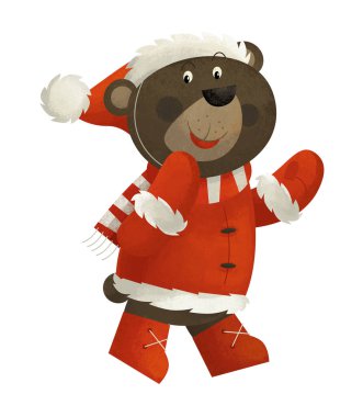 çizgi film sahne ile beyaz arka planda - illüstrasyon çocuklar için Noel baba ayı