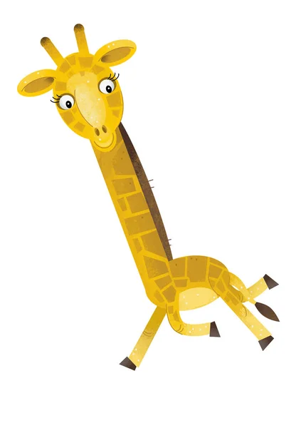 Kreslený Scény Žirafou Bílém Pozadí Ilustrace Pro Děti — Stock fotografie