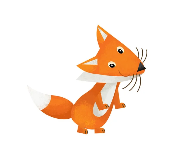 cartoon scene with fox on white background - illustration for children