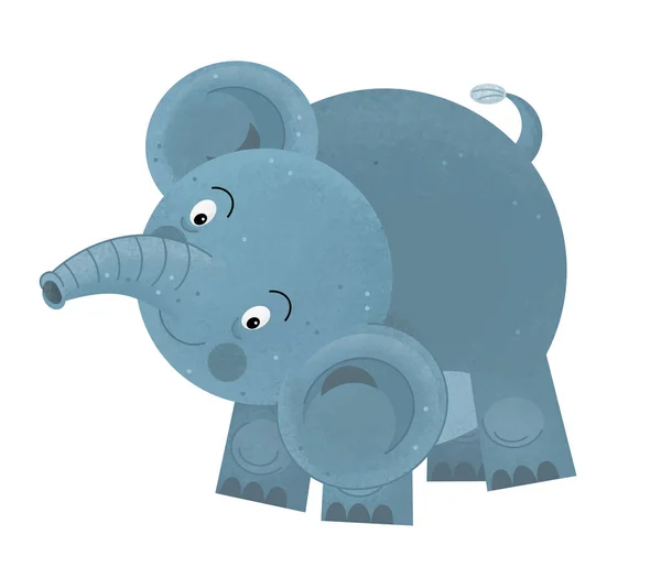 Cartoon Scen Med Elefant Vit Bakgrund Tittar Och Ler Illustration — Stockfoto