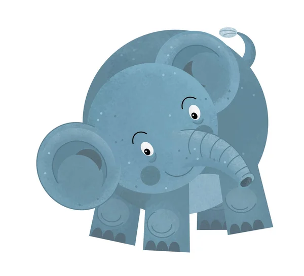 Cartoon Scen Med Elefant Vit Bakgrund Tittar Och Ler Illustration — Stockfoto