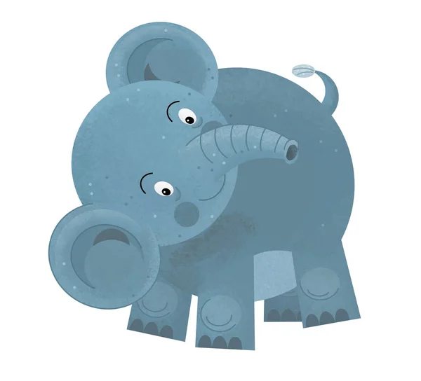 Cartoon Scen Med Elefant Vit Bakgrund Tittar Och Ler Illustration — Stockfoto