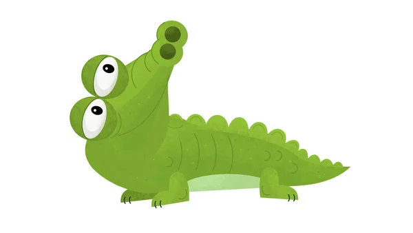 Cartoon Scene Funny Crocodile White Background Illustration Children — Stock Photo, Image