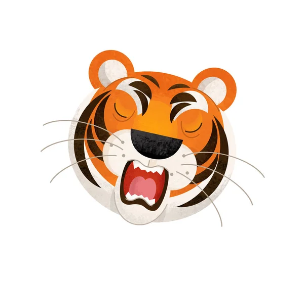 Kreskówka Scena Głowy Części Ciała Tiger Białym Tle Ilustracja Dla — Zdjęcie stockowe