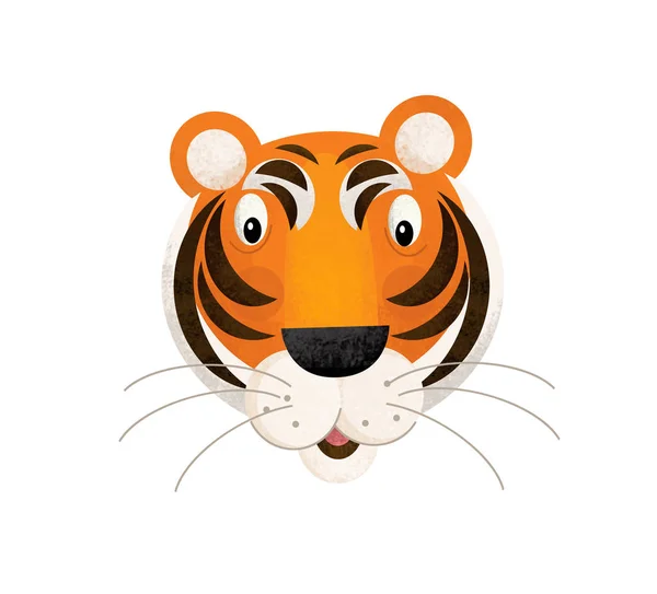 Adegan Kartun Dengan Bagian Tubuh Harimau Kepala Latar Belakang Putih — Stok Foto