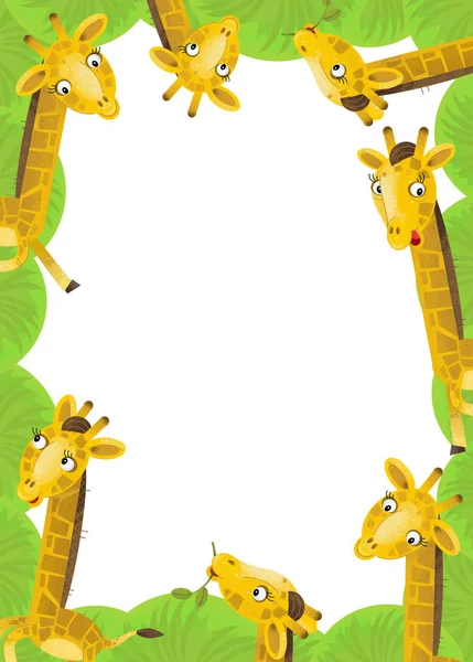 cartoon colorful frame with wild animal giraffe and space for text - illustration for children