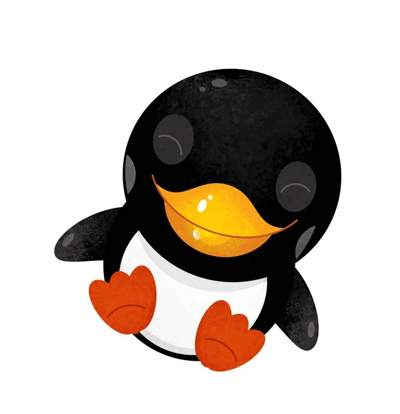 Cartoon Scen Med Pingvin Djur Vit Bakgrund Illustration För Barn — Stockfoto