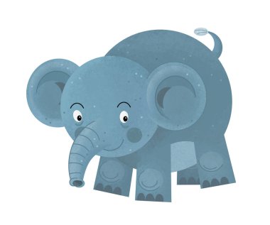 hayvan - çocuklar için illüstrasyon işareti adı ile beyaz arka plan üzerinde fil ile çizgi film sahne