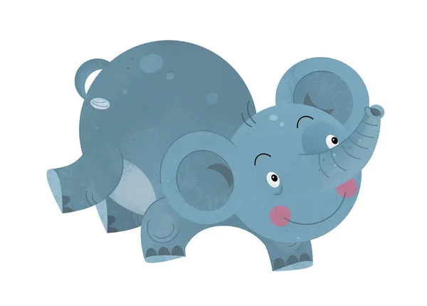 Cartoon Scen Med Elefant Vit Bakgrund Med Tecken Namn Djur — Stockfoto