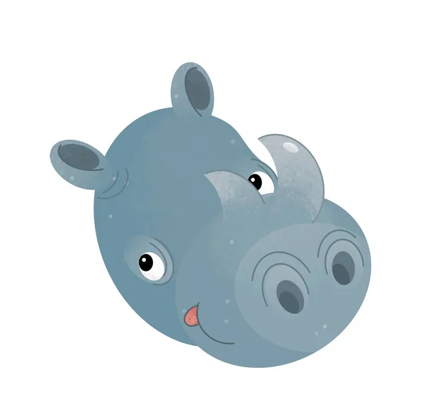 Cartoon Scene Rhinoceros Animal Head White Background Illustration Children — Stock Photo, Image