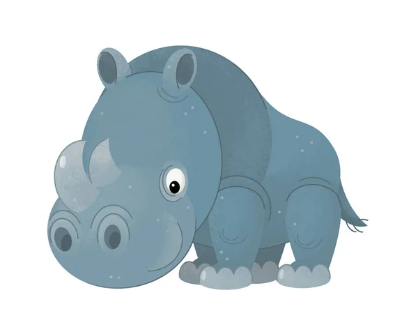 Cartoon Scene Rhinoceros Animal White Background Illustration Children — Stock Photo, Image