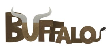 çizgi film sahne mutlu buffalo adı ile şarkı hayvan beyaz arka planda - illüstrasyon çocuklar için