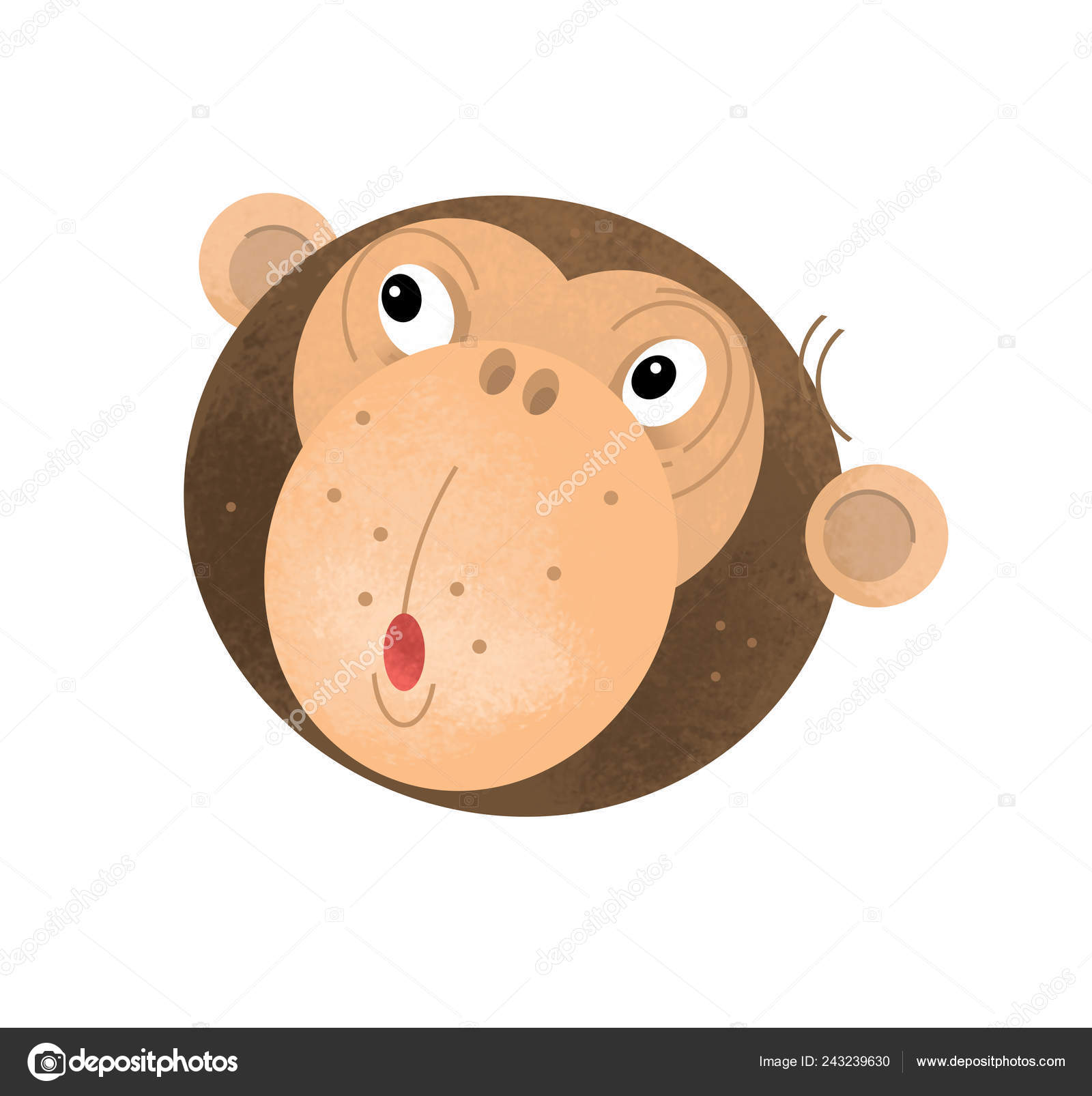 Cartoon Scene Monkey Body Part Head White Background Illustration