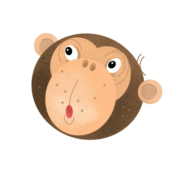 cartoon scene with monkey body part head on white background - illustration for children