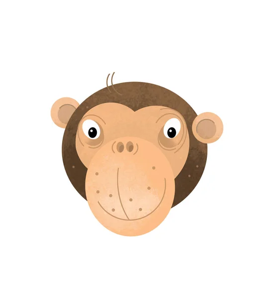 cartoon scene with monkey body part head on white background - illustration for children