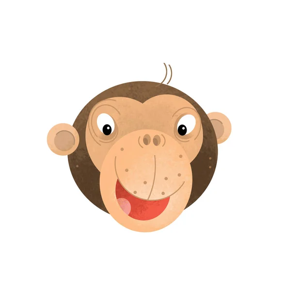 卡通场景与猴子身体部分头在白色背景 例证为孩子 — 图库照片