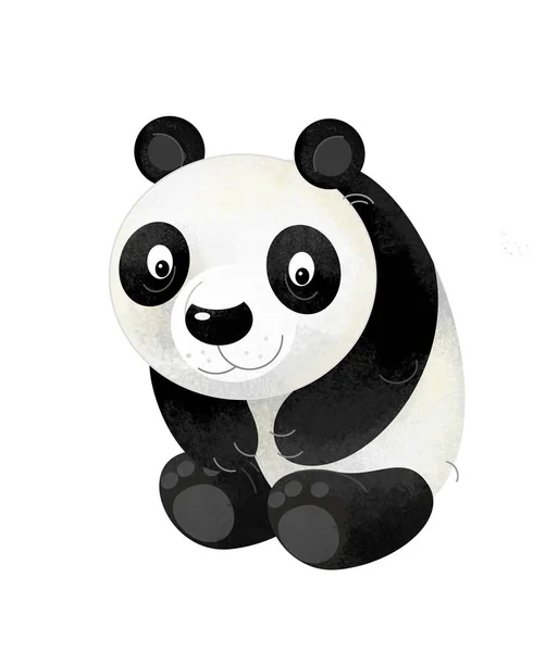 Kreskówka Scena Panda Bear Białym Tle Ilustracja Dla Dzieci — Zdjęcie stockowe